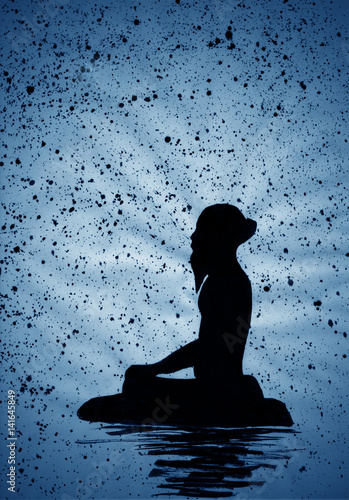 ascetic meditating on a rock