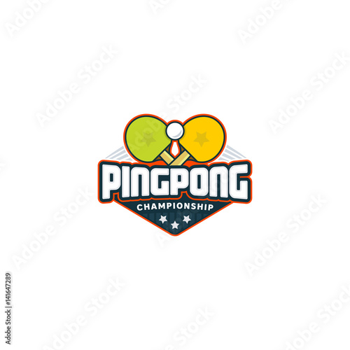 Ping pong logo. Table tennis sport badge. Vector illustration