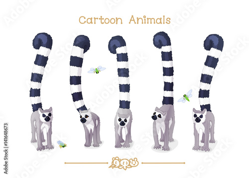 
Toons series cartoon animals: funny lemurs

