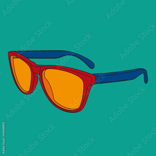 Pop art sunglasses image. Illustrated fashion dictionary.