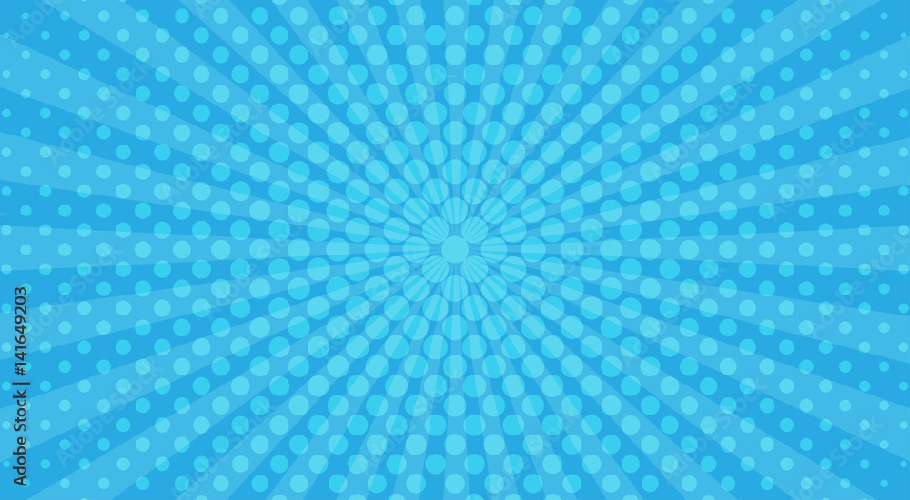 Blue sunbeams halftone background. Vector illustration. Blue sunbeams halftone background. Vector illustration.
