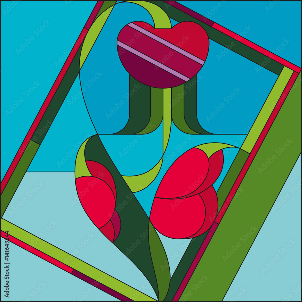 Art Deco Vector Colored Geometric Flower Pattern Art Deco Stained Glass Pattern Abstract Pattern Stock Vector Adobe Stock