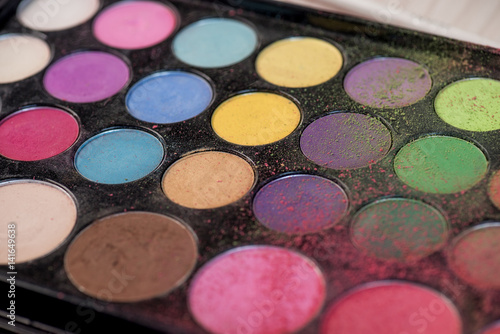 Palette of colorful eyeshadows
