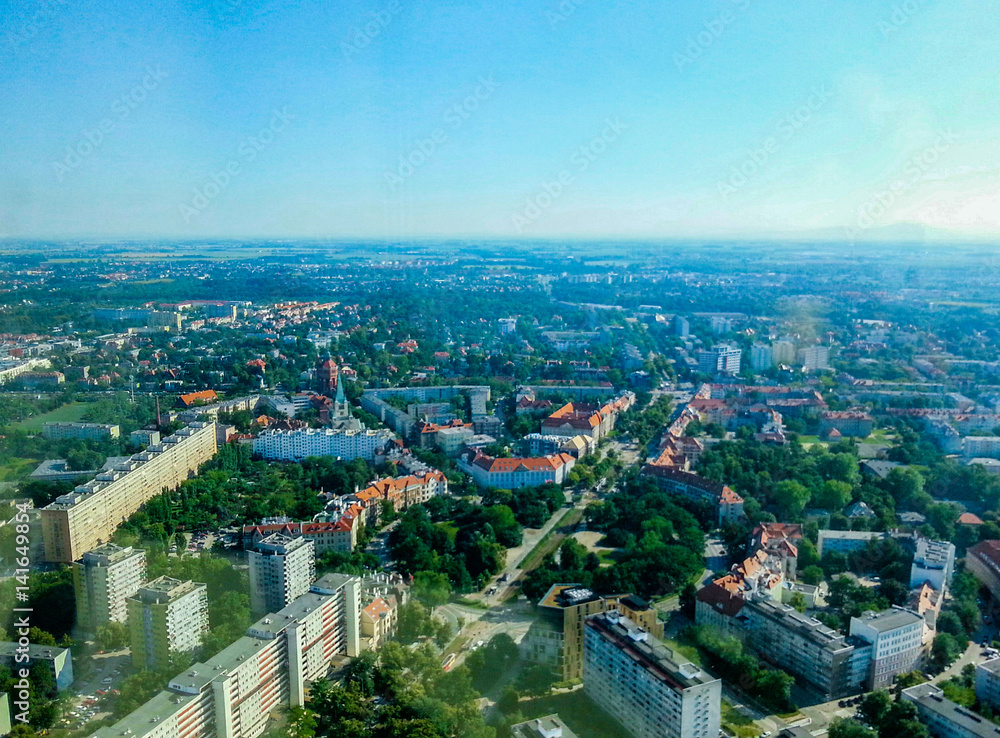 City panorama with part of Wroclaw
