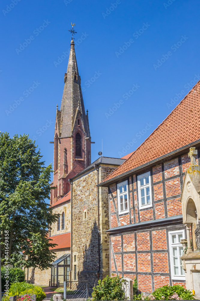 St. Marien church and old house in Quakenbruck