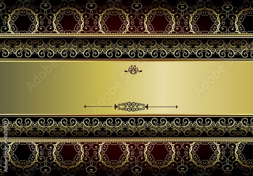 Vorlage für Gruß-, und Einladungskarten mit Golddekor