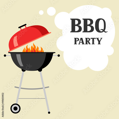 Bbq party background with grill and fire