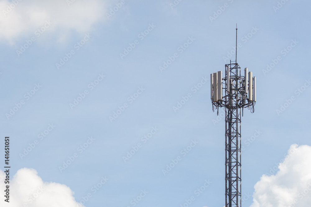 mobile antenna on blue sky. mobile antenna on blue sky.