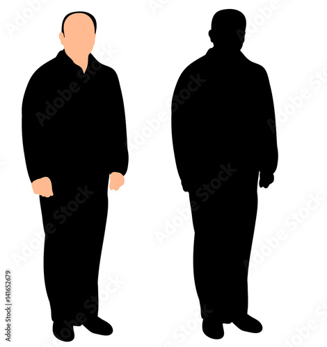  silhouette man calmly stands, black