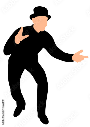 isolated silhouette of mime, man