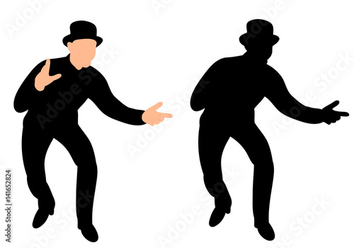 Vector, isolated silhouette mime
