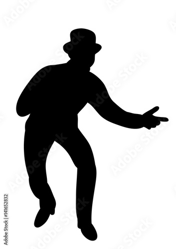 Vector, isolated silhouette of mime, man