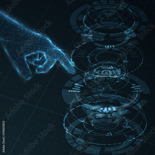 Shiny blue technology UI vector background