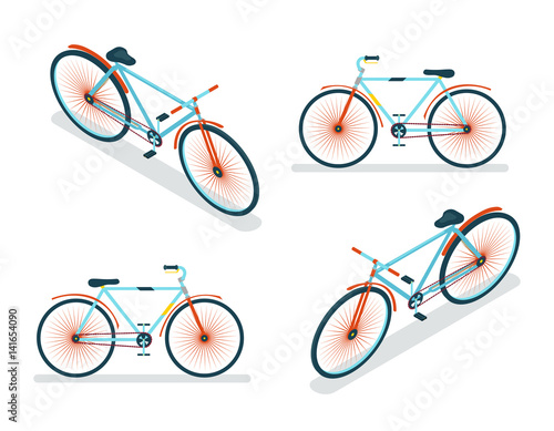 Isometric Bike Icon 3d Symbol Flat Design Template Vector Illustration