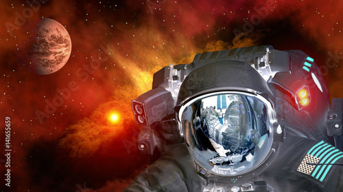Foto Astronaut planet Mars spaceman helmet ufo space martian alien et extraterrestrial