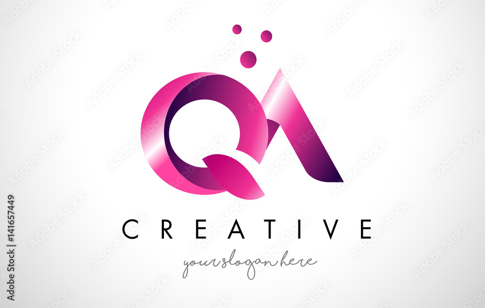 QA Letter Logo Design with Purple Colors and Dots QA Letter Logo Design with Purple Colors and Dots