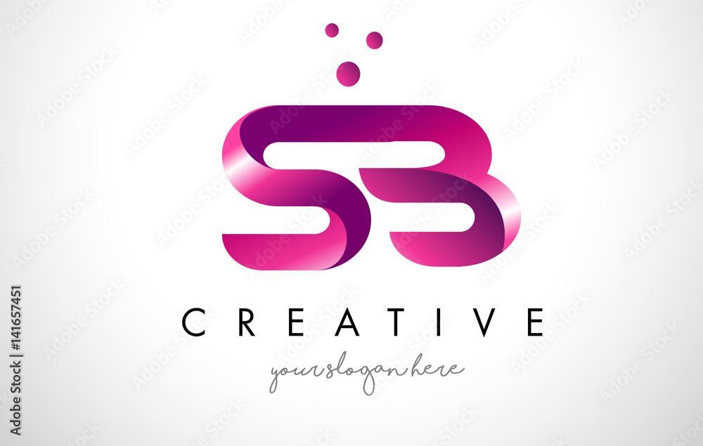Fototapeta premium SB Letter Logo Design with Purple Colors and Dots