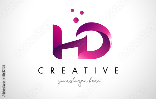 HD Letter Logo Design with Purple Colors and Dots photo