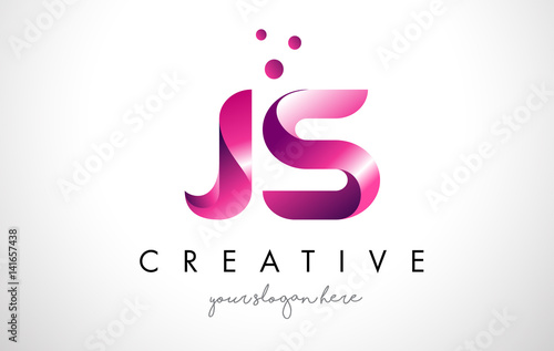 JS Letter Logo Design with Purple Colors and Dots