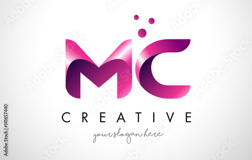 MC Letter Logo Design with Purple Colors and Dots