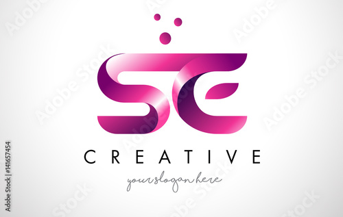 SE Letter Logo Design with Purple Colors and Dots
