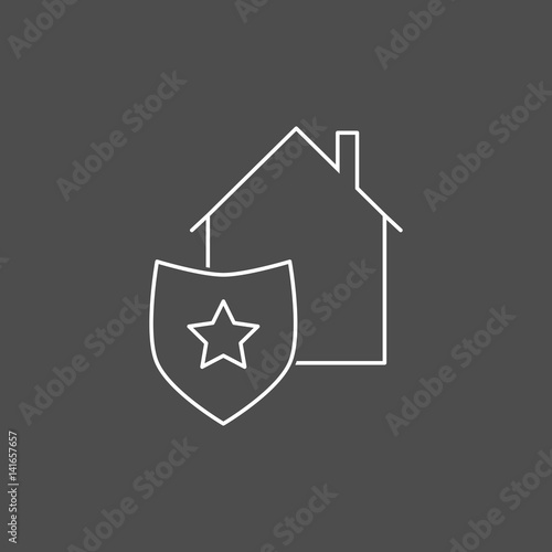 House protection icon - thin line design. Isolated vector symbol.
