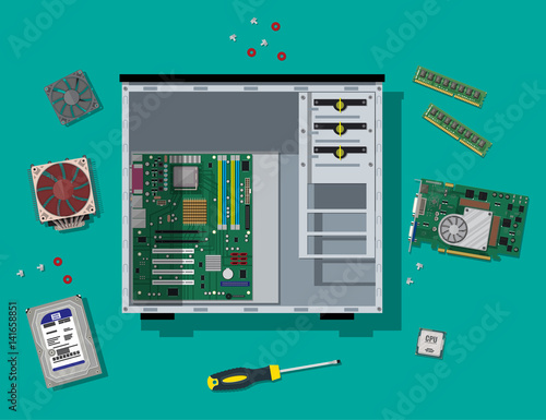 Assembling PC. Personal computer hardware.