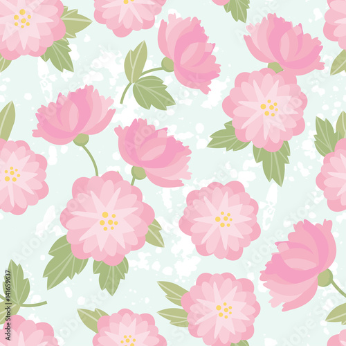 Pink Peonies seamless pattern