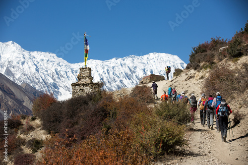 Trekkingruppe bei der Annapurna Umrundung 