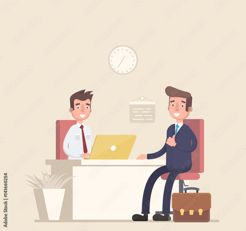 Businessman and consultant sitting at a table, working together, interviews, negotiations, meetings. Businessman and consultant sitting at a table, working together, interviews, negotiations, meetings.