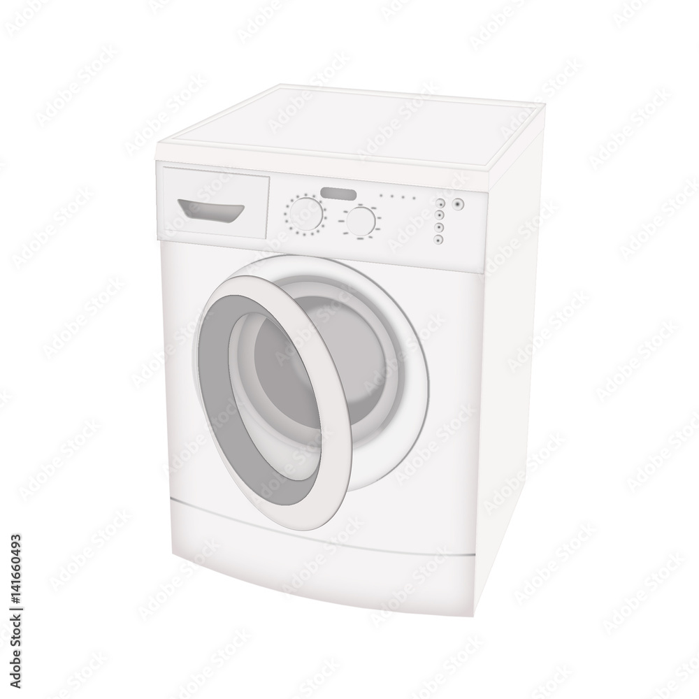 Washing machine isolated flat icon on white background. Washer