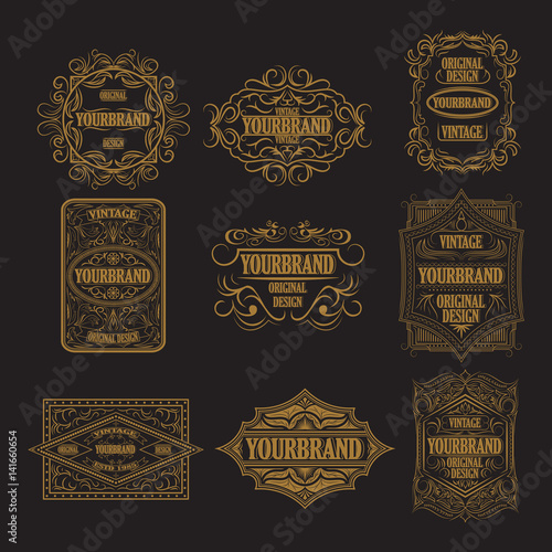 Antique label, vintage frame design, retro logo.