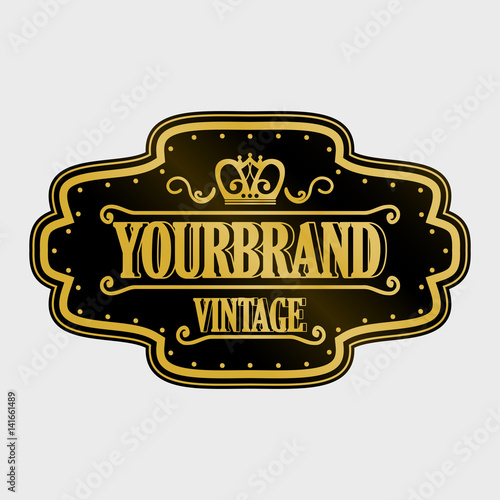 Antique label, vintage frame design, retro logo.