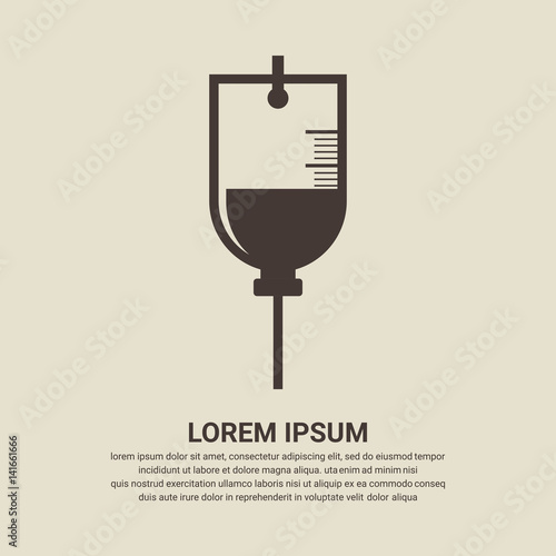 IV bag icon on brown background, flat design style. Vector illustration eps 10.