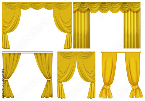 Yellow curtains on white background