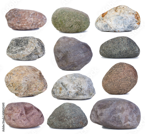 Rocks and stones isolated on white background