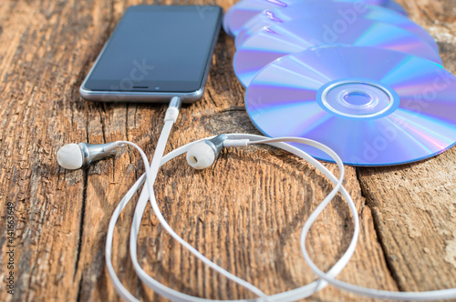 Obraz na płótnie CD headphones phone