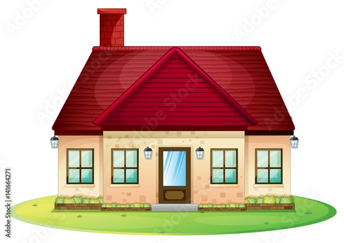 Single house with red chimney on roof