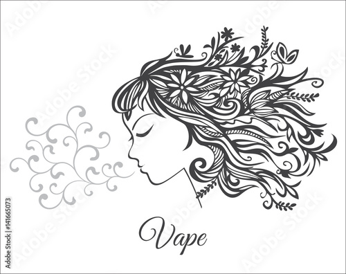 A young beautiful girl who exhales the curls of a couple