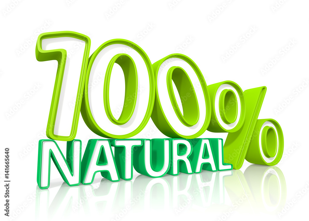 Naklejka premium Natural hundred Percent. 3d illustration.