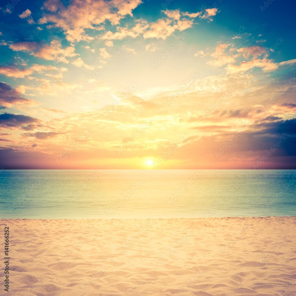 sand and beach with sunset - retro vintage filter effect Stock Photo |  Adobe Stock