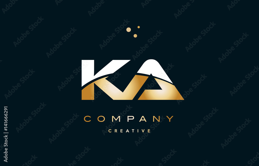 ka k a  white yellow gold golden luxury alphabet letter logo icon template - obrazy, fototapety, plakaty 