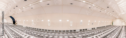 panorama inside air cargo freighter