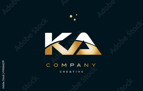 ka k a  white yellow gold golden luxury alphabet letter logo icon template photo