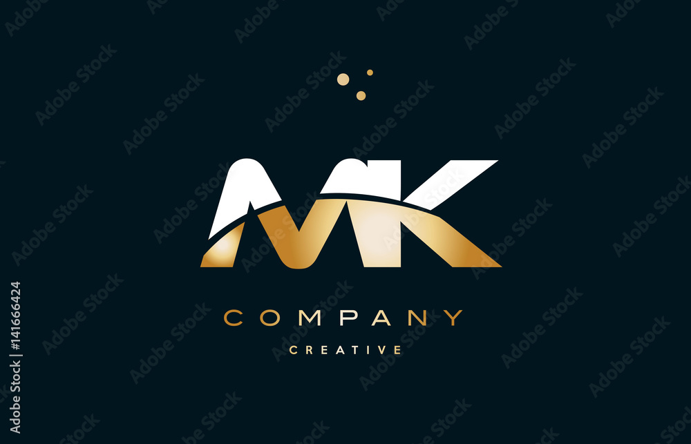 Fototapeta premium mk m k white yellow gold golden luxury alphabet letter logo icon template