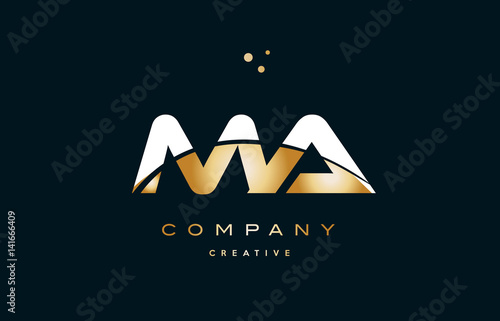 ma m a  white yellow gold golden luxury alphabet letter logo icon template