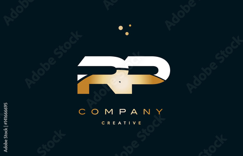 rp r p  white yellow gold golden luxury alphabet letter logo icon template photo