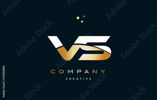 vs v s  white yellow gold golden luxury alphabet letter logo icon template