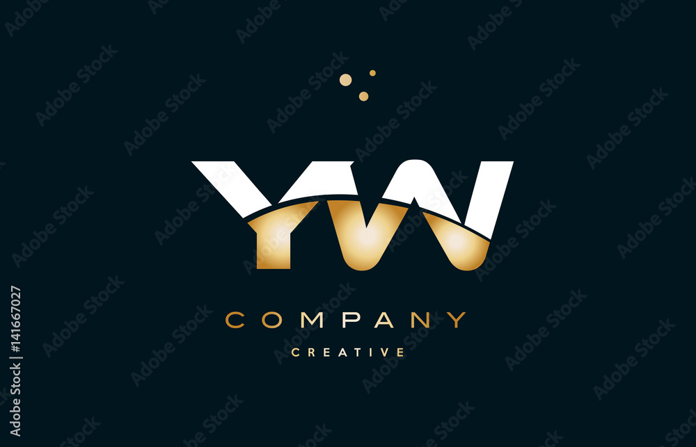 Fototapeta premium yw y w white yellow gold golden luxury alphabet letter logo icon template