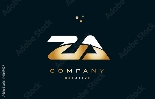 za z a  white yellow gold golden luxury alphabet letter logo icon template